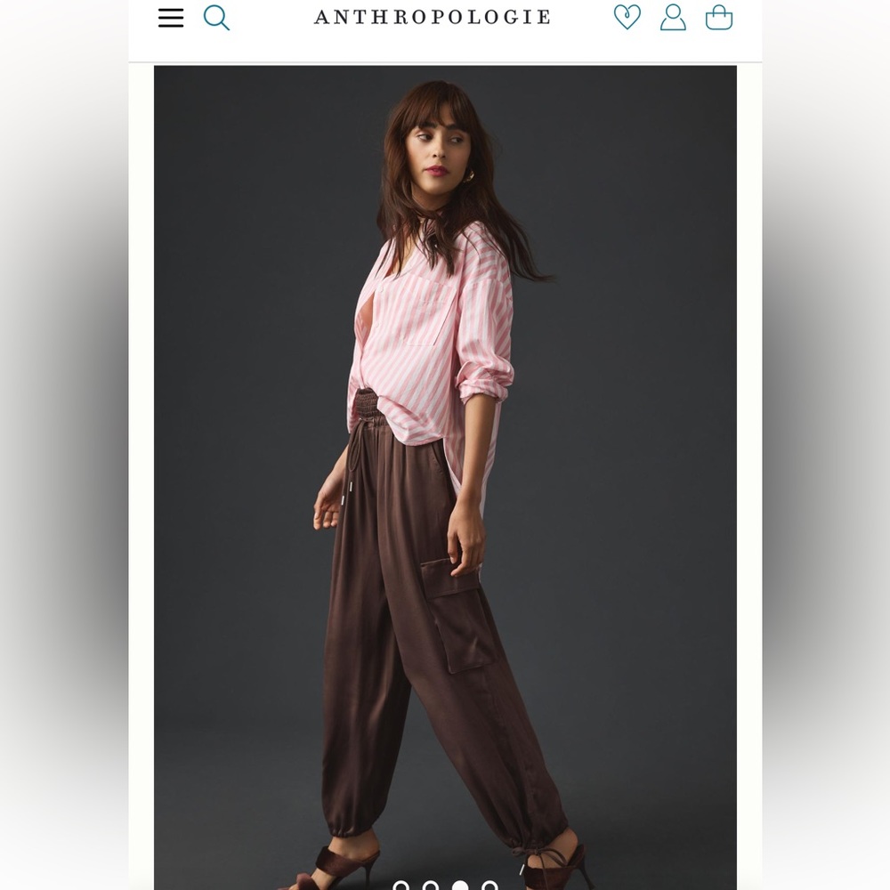Anthropologie | Satin Parachute Pants | Chocolate Brown | Size 4